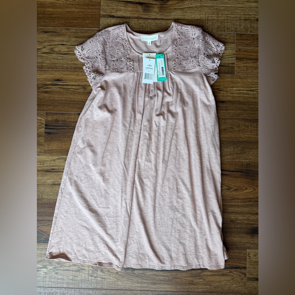Pink knit crochet detail dress from Stitch Fix